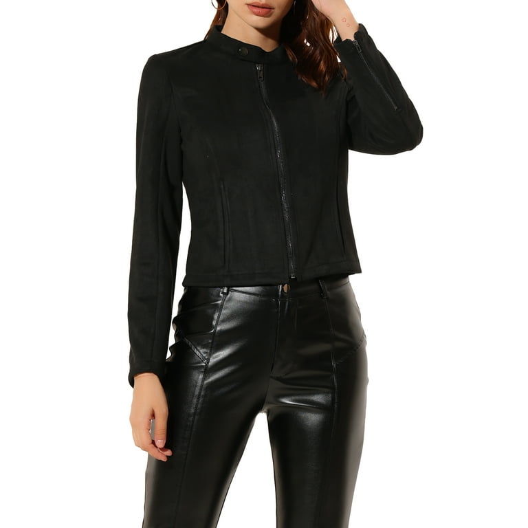 Cropped black clearance suede jacket