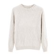thumbnail image 4 of Women's Ribbed Stripe Knit Sweater, Crew Neck Short Sleeve Pullover Top with Textured Pattern, ​​2025 Spring and Summer​​ Fashion Casual Blouse, Soft Comfortable Base Layer for Daily Wear White L, 4 of 4
