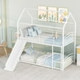 thumbnail image 2 of Bed Frame Twin Over Twin Metal Bunk Bed With Slide, House Bed White,Platform Bed Frame, 2 of 25