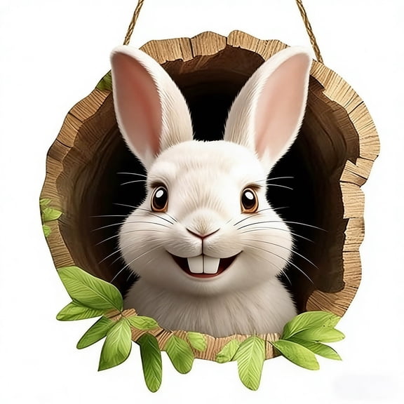 Oioii Easter Welcome Door Sign Wooden Hanging Decoration Colourful Design With Easter Bunny For Front Door Spring Easter Festival Home Decor,D
