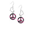 thumbnail image 2 of Delight Jewelry Silvertone Large Hot Pink Tiger Print Peace Sign Open Heart French Earrings, 2 of 4