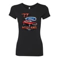 thumbnail image 2 of Wild Bobby, 1977 Ford Motors 77 Mustang Silhouette, Cars and Trucks, Women Slim Fit Junior Tee, Black, Small, 2 of 4