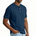 thumbnail image 5 of Fengqque Mens Henley Shirts Short Sleeve Casual Summer Basic T-Shirts 3 Button Solid Collarless Shirts for Work Navy S(S), 5 of 6