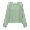 thumbnail image 4 of XIAONU Open Knit Sheer Pullover Sweater for Women Long Sleeve Crew Neck Casual Lightweight Loose Top, 4 of 4