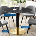 thumbnail image 4 of Stylish Zinque Dining Table - Contemporary Design with Mid-Century Flair - 40" Artificial Marble Surface - Easy to Clean - Black and Polished Gold Tapered Base - Non-Marking Ring - Assembly Required, 4 of 5