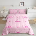 thumbnail image 3 of Feelyou Princess Bowknot Kids Queen Comforter Set, Kawaii Cartoon Stars Bedding Sets, Cute Bow-tie Theme Reversible Bedding Comforter Set, Lightweight Room Decor, 3 Pieces, 3 of 9