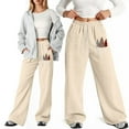 thumbnail image 2 of CAIVO Girl's Bowknot Baggy Sweatpants Lightweight Straight Leg Athletic Pants With Pockets Versatile Solid Color Trousers Slacks, 2 of 5