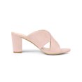 thumbnail image 3 of BLISSFUL STEP Sandales pour Femmes Style Talons Blocs Mules à Brides Croisées Sandales à Enfiler Rose 9, 3 of 7