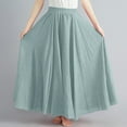 thumbnail image 6 of Lovskoo Women's Plus Size Linen Skirt Casual Ankle Length High Waist Pleated A-Line Flowy Long Maxi Skirt with Pockets Mint Green Free Size, 6 of 7