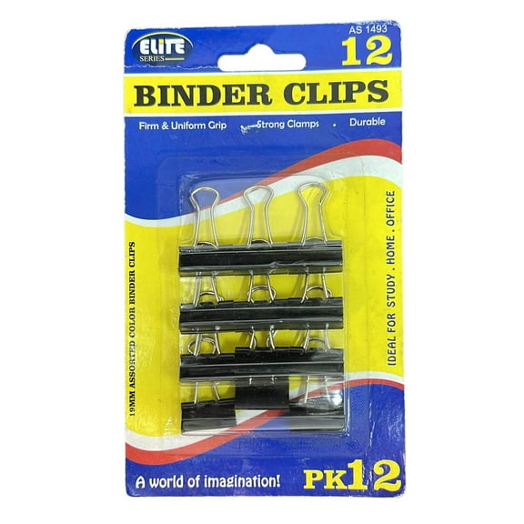 Medium 1 1/4" (32mm) Black Binder Clips:12CT
