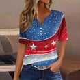 thumbnail image 2 of Patriotic T Shirts Womens 4Th of July Outfits Short Sleeve Henley V Neck Buttons Blouse American Flag Star Stripes Printed Funny Patriotic Graphic Tees Independence Day Dressy Clothes Summer Tops, 2 of 5