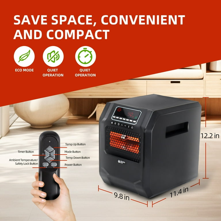 Beyond Heat Quartz Infrared Cabinet Heater with Remote for Indoor