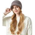 thumbnail image 3 of Womens Winter Hat Warm Knit Hat Slouchy Beanie Cap with Brim, Fleece Lined Ear Protection Beret Hat Newsboy Cap, Winter Gifts Outdoor Daily Adjustable 21.7 - 23.6 Inch, 3 of 7