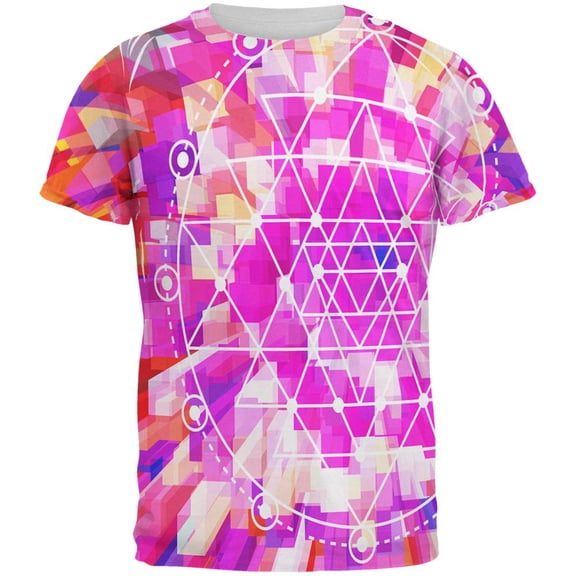 Sri Yantra Sacred Geometry All Over Mens T Shirt Multi X-LG