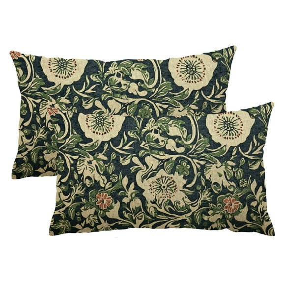 Qinduosi 12x20 Set of 2 Sage Green Grey Pillow Covers, Vintage Floral Boho Carpet Pattern Print Decorative Outdoor Pillowcases Farmhouse Throw Cushion Case Decor for Couch Sofa Bed 12x20inch