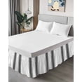 thumbnail image 4 of Black White Stripe, Wrap Around Bed Skirts for Queen Bed 16" Drop, Bed Skirt with Adjustable Elastic Belt Dust Ruffle Bed Valance for Bedroom Hotel Luxury Abstract Geometric Bed Frame Cover, 4 of 7