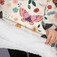thumbnail image 3 of Oversized Wearable Blanket Hoodie,Beige Butterfly Flower Pattern Sherpa Blanket Hoodie with Super Pockets,Super Warm Fuzzy Pullover for Women & Men, 3 of 6