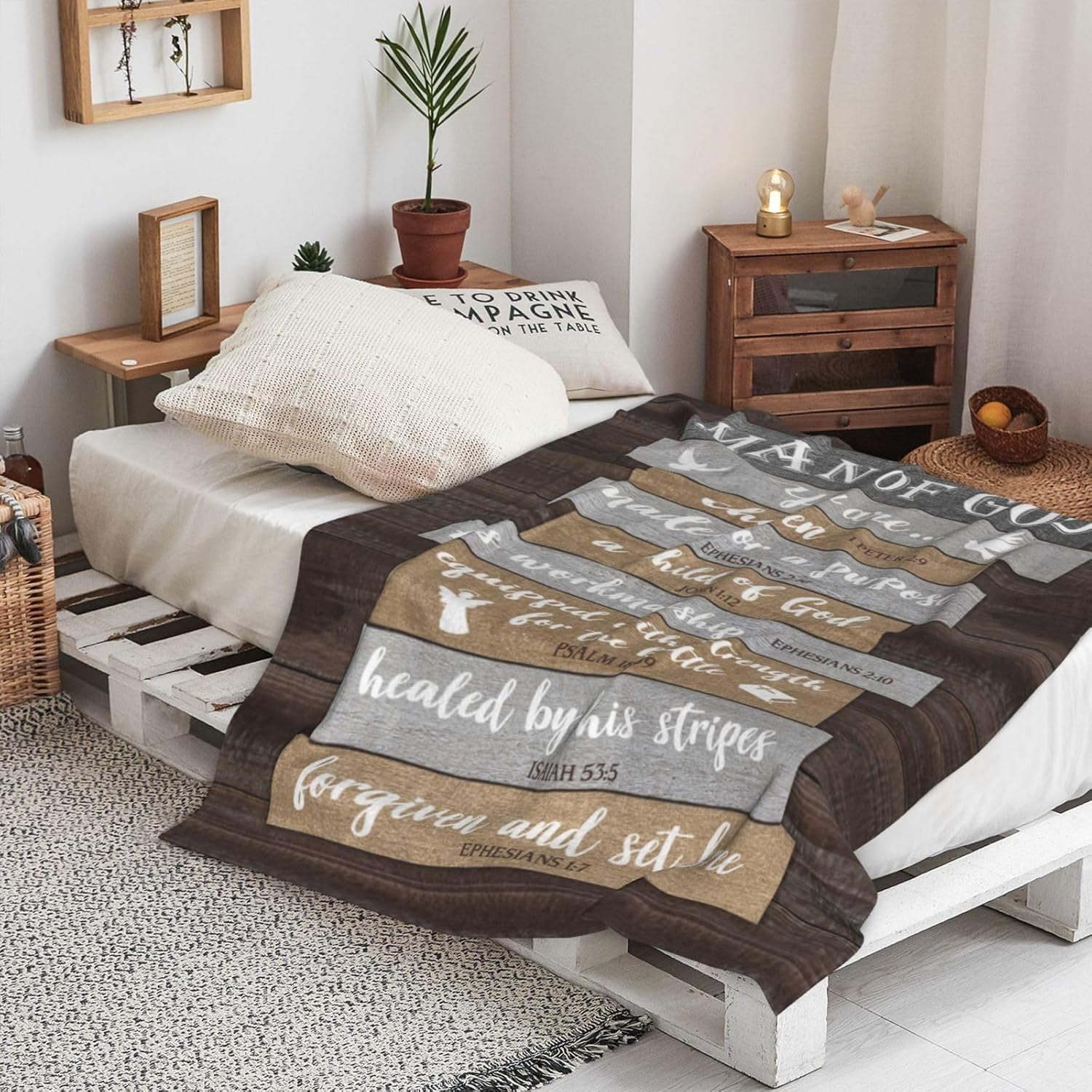 puekrtoa Christian Gifts for Men, Christian Dad Gift Blanket 60"x50", Religious Gifts for Men, Catholic Gifts, Spiritual Inspirational Bible Gifts, Birthday Encouragement Baptism Gift, Man of God