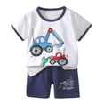 thumbnail image 4 of Boys Outfits Toddler Kids Summer Cartoon Excavator Dinosaur Rabbit Lion Print Short Sleeved Tops and Shorts 2Pc Outfit Cotton Pajama Outfits Baby Girl Dark Blue 6 Months-12 Months, 4 of 4