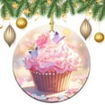 thumbnail image 2 of Cute Pink Cupcake Muffin Ceramics Ornaments Cupcake Dessert Keepsake Ceramic Ornament for Christmas Tree Decoration Xmas Party Decorations Christmas Ornament for Family Sister Friend, 2 of 8