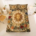 thumbnail image 5 of Homewish Retro Bohemian Sun Bed Sheets,Vintage Floral Full Size Sheets,Gold Red,4pcs,1 Flat Sheet, 1 Fitted Sheet and 2 Pillowcases, 5 of 6