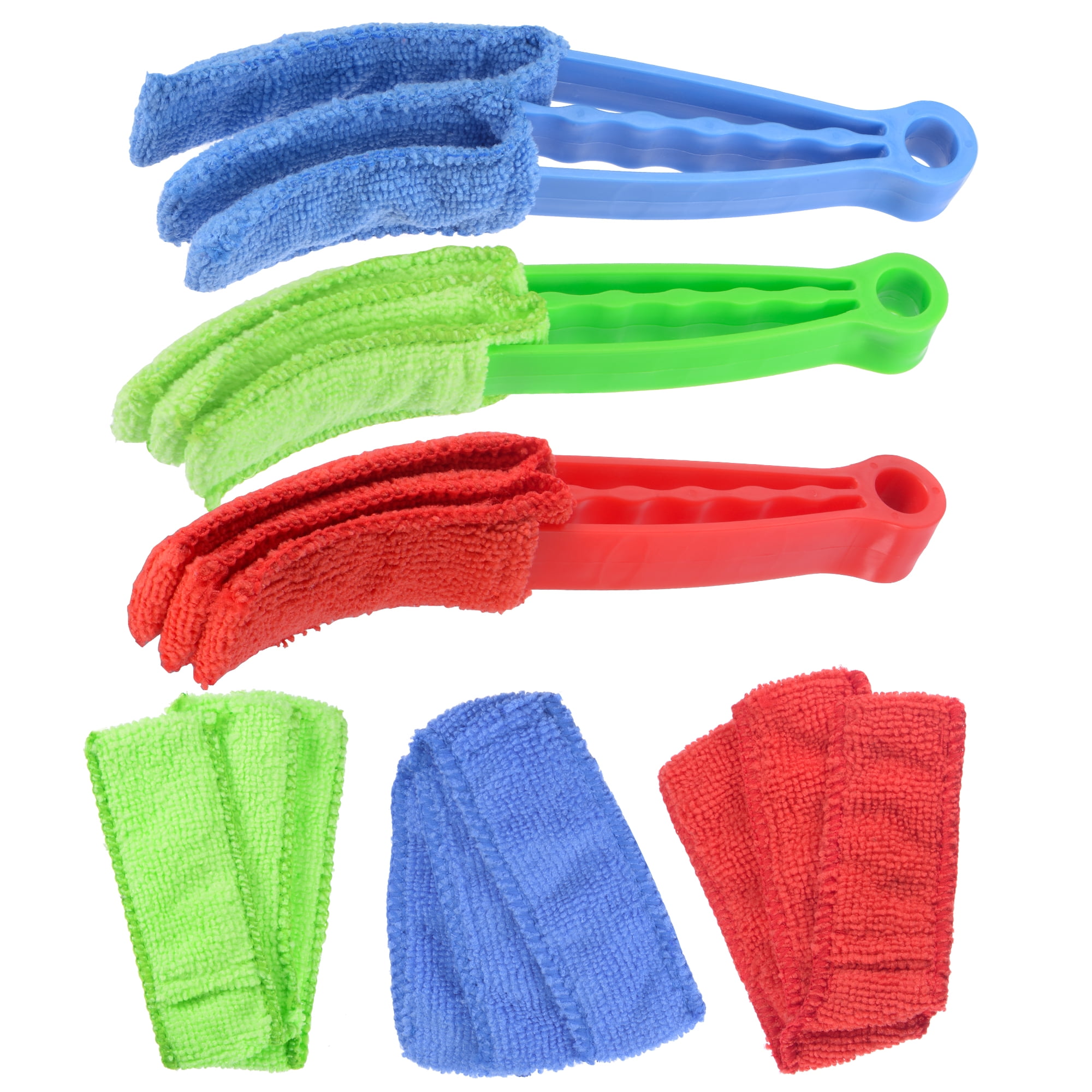 Uxcell Blind Brush Tool with 3 Colors Extra Microfiber Sleeves Blue Green Red, 3 Count