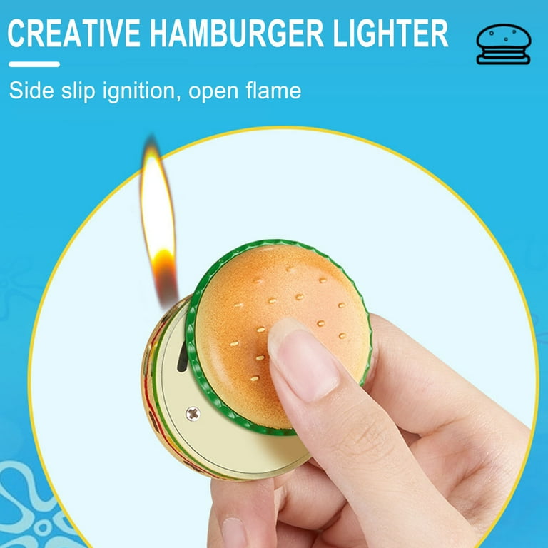 QuLuJing Cigarette Lighter, Lighter, Hamburger Lighter Refillable, Compact  and Hamburger Design, Cute and Portable, Perfect for The Person You Love