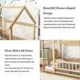 thumbnail image 5 of Bellemave Twin Size House Floor Bed with Fence Guardrails Playhouse Bed Frame Twin Wooden Floor Bed Montessori House Bed, Natural Brown, 5 of 11