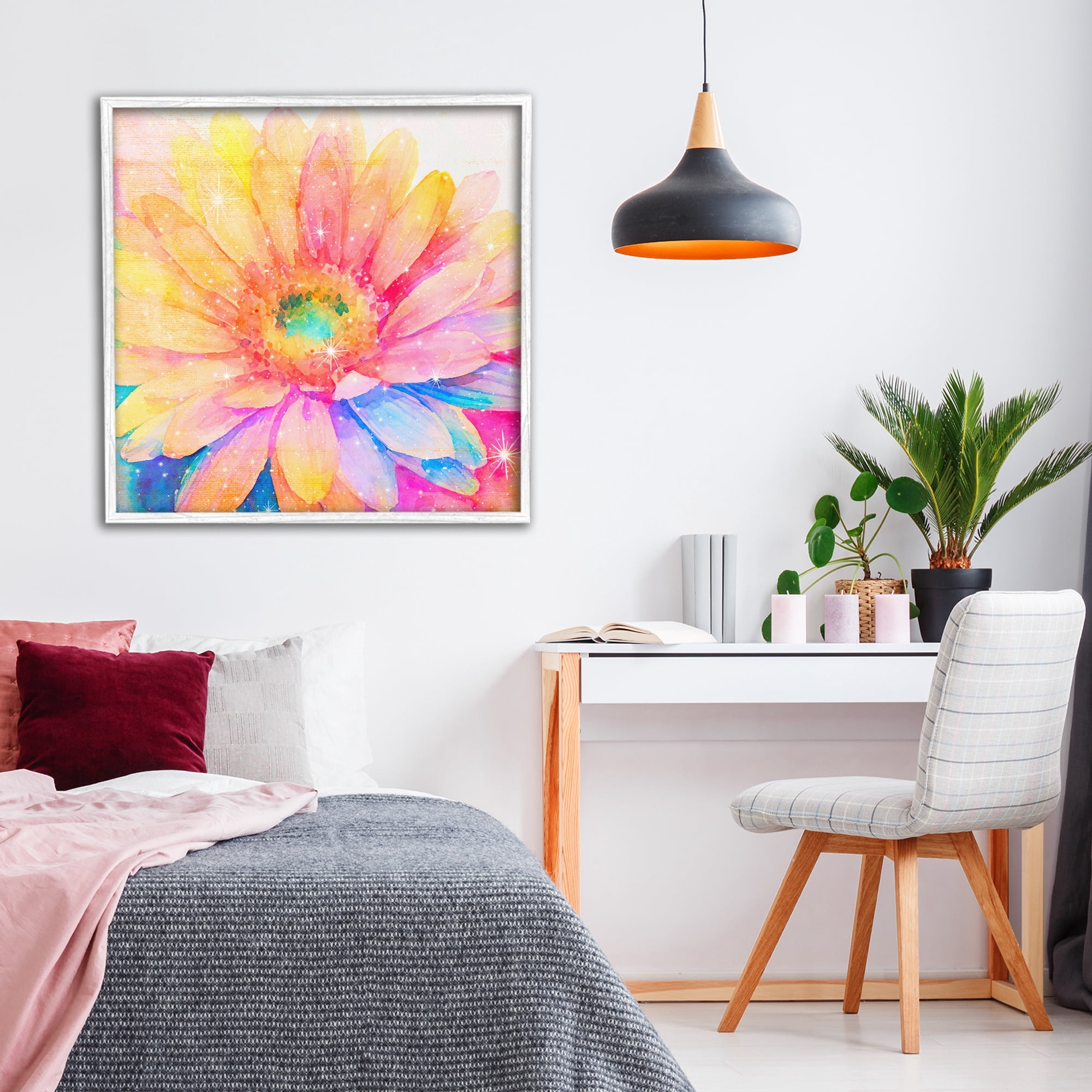 Stupell Industries Bloomtopia Shimmer Blossom White Framed Giclee Art, design by Vibelicious