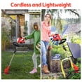 thumbnail image 4 of TFixol Compact Cordless Multi-Function Electric Grass Trimmer with Extendable Handle, 3 Adjustable Cutting Heads, Child Safety Lock, Includes Battery and Charger - Ideal for Home Use, Red, 110V US, 4 of 6