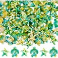 thumbnail image 1 of 100 unidades de cuentas de tortuga verde turquesa en 2 estilos, cuentas de estrella de mar, animales marinos del océano Hawái, cuentas espaciadoras sueltas de la suerte, gema, a granel., 1 of 9