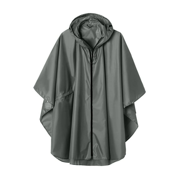 Qiopertar Rainproof Jacket for Women Waterproof Quarter Sleeve Hooded Zipper Jacket Casual Comfy Raincoat with Pockets Lightweight Pullover Outerwear, Gray XL