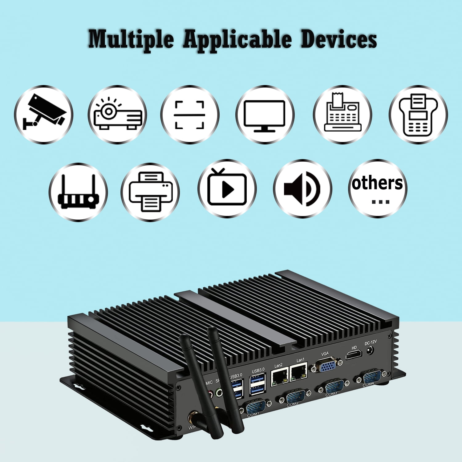 IDEARACE Powerful Mini PC, i5 CPU Office Computer, 4GB RAM, 128GB SSD, 4xCOM RS232, 2xNICs, HD, VGA, Metal Case, Windows 11 Pro