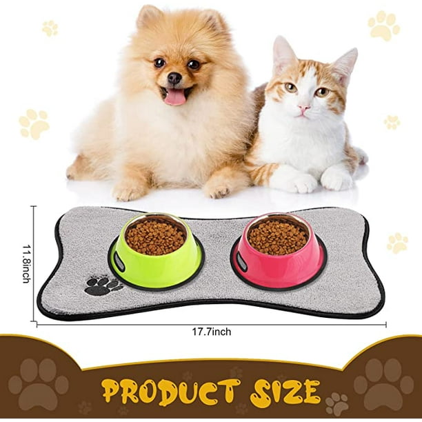 Hongchun Dog Mat for Food and Water 2 Pieces Bone Shape Dog Mats
