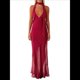thumbnail image 1 of Vestido de Cóctel Elegante con Cuello Halter, Sin Mangas, con Volantes y en Forma de o para Mujer. Rojo Vino S, 1 of 7