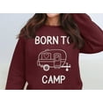 thumbnail image 6 of Born To Camp Sweatshirt, Cute Camping Shirt, Retro Camper Hoodie, Outdoor Adventure Pullover, RV Camping Gift, Cozy Travel Sweater (LightBlue, L), 6 of 11