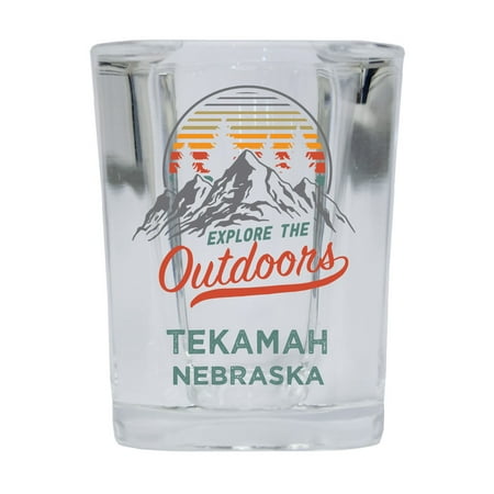 

Tekamah Nebraska Explore the Outdoors Souvenir 2 Ounce Square Base Liquor Shot Glass 4-Pack