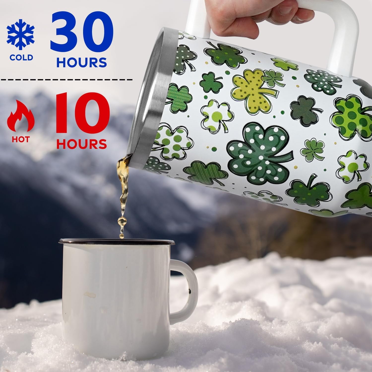 Christmas Tumbler with Handle and Straw Lid 40 oz,Cute Christmas Gifts for Women Xmas Lights Snowflakes Vacuum Insulated Leak Proof Tumbler,Winter Holiday Accessories Stainless Steel Coffee Cup Mug