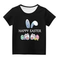 thumbnail image 1 of Funicet Cadeaux de Pâques pour Garçons, Cadeaux de Pâques pour Enfants, Enfants Garçons Filles Oreilles de Pâques Œufs de Pâques Imprimé Col Rond Imprimé Manches Courtes Haut, Cadeaux pour Fille Tout-Petit, Shorts pour Filles, 1 of 4