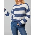 thumbnail image 3 of Franhais Women Fashion Wild Sweater Contrast Color Stripe Round Neck Long Sleeve Knitted Pullovers Autumn Winter Loose Casual Tops, 3 of 9