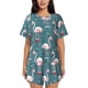 thumbnail image 1 of Fotbe Flamingo Conjunto de Pijama Estampado para Mujer, 2 Piezas, Ropa de Dormir con Camiseta de Manga Corta y Shorts Suaves-Medium, 1 of 6
