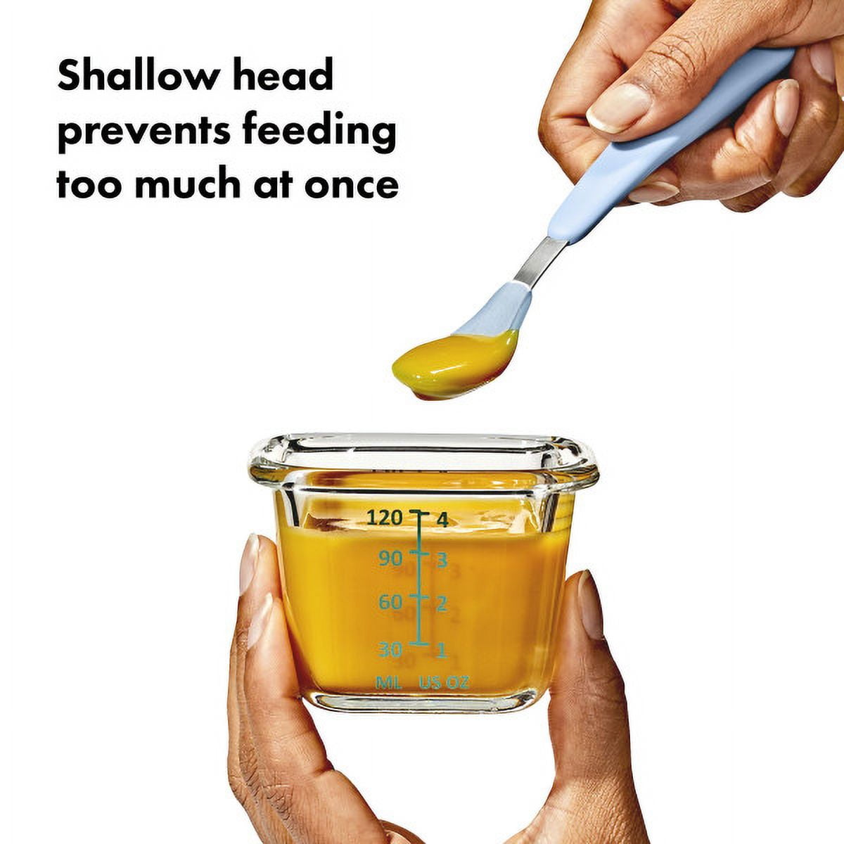 OXO Tot Baby Feeding Spoon 2 Piece Set with Soft Silicone for 6+ Months, Opal and Dusk