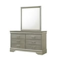 thumbnail image 3 of 5pc Silver Finish Panel Bedroom Set Upholstered Button Tufted Headboard King Bed Dresser Mirror Nightstand, 3 of 6