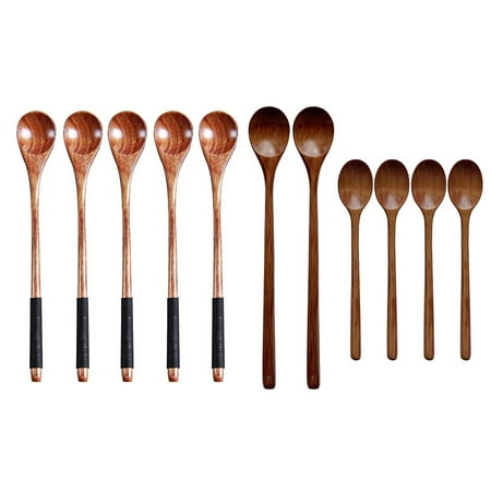 

5 Pcs Wooden Spoons Cooking Spoons Honey Spoons Rice Spoons & 1set Wooden Spoon Long Handle Mixing Wooden Spoon