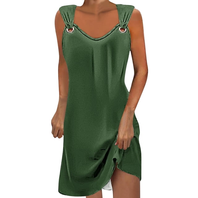Erwazi Robes d'Été Décontractées pour Femmes, Robes de Plage d'Été, Robe Midi Sans Manches, Robe Bohème de Vacances, Robe Débardeur