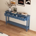 thumbnail image 4 of Harper & Bright Designs Retro Long Console Table with Storage Drawers and Bottom Shelf, Wood Rustic Sofa Table for Entryway Living Room, Antique Navy, 4 of 18