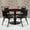 Mahogany Top/Black Vinyl Seat, variant on BizChair 36'' Round Walnut Laminate Table Set with Round Base and 4 Black Trapezoidal Back Banquet Chairs