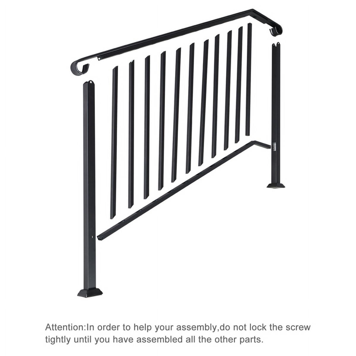 Matte Black Outdoor 4 Level Iron Handrail, Suitable for Gardens, Residential Buildings, Commercial Office Buildings, Hotels