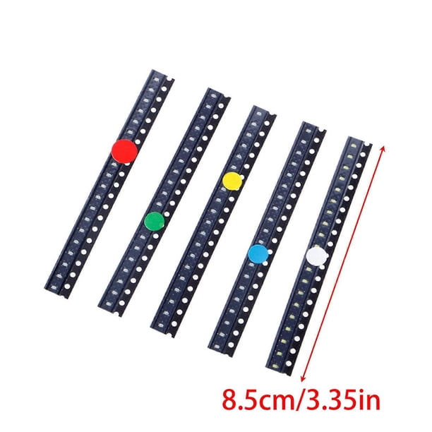 100 Pcs 5 Colors SMD 0603 LED Light Red Green Blue Yellow White Assotment Kit