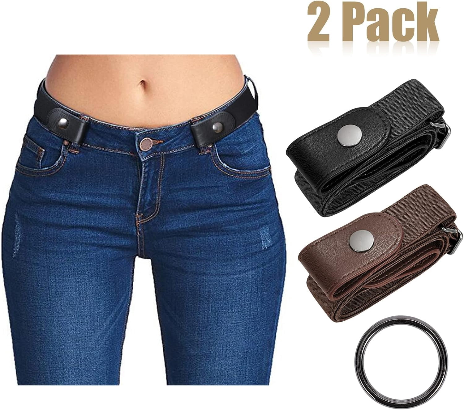 No Buckle Elastic Stretch Belts for Men and Women 